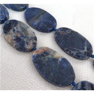 blue sodalite bead, oval, approx 30-50mm