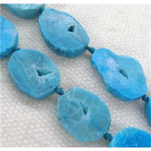 skyblue agate geode druzy bead, flat freeform, approx 15-40mm