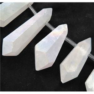 matte Clear Quartz Bullet Beads, top-drilled, approx 20-40mm