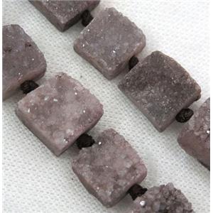 coffee druzy quartz bead, square, approx 15x15mm