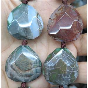 dragon veinse slice Agate beads, faceted freeform, approx 25-30mm