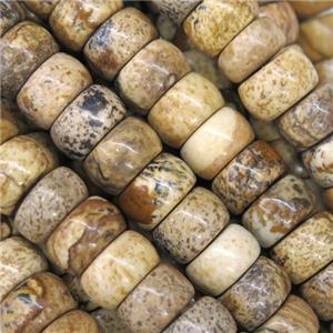 Picture Jasper barrel beads, approx 5x8mm