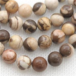 round Zebra Jasper beads, approx 10mm dia