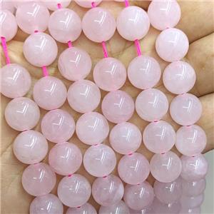 round Rose Quartz beads, pink dye, approx 12mm dia