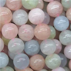 round Morganite beads, multi color, approx 10mm dia