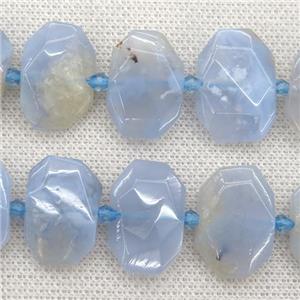 blue Agate beads, faceted rectangle, approx 13-23mm