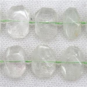 lt.green Quartz beads, faceted rectangle, approx 13-23mm