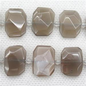 gray MoonStone beads, faceted rectangle, approx 13-23mm