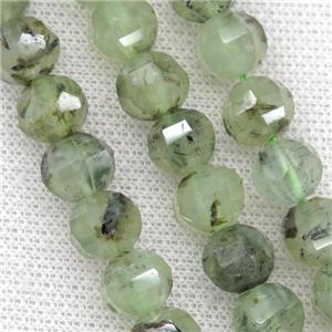 green Prehnite beads, lantern, approx 11-12mm dia