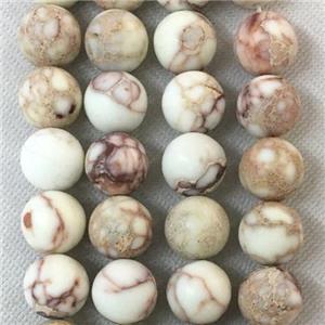 round matte white Sea sediment jasper beads, approx 4mm dia