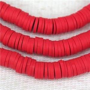 red Fimo Polymer Clay heishi beads, approx 6mm dia