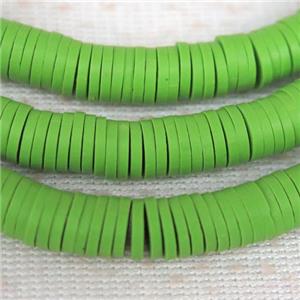 green Fimo Polymer Clay heishi beads, approx 6mm dia