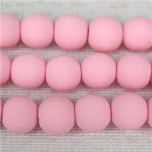 round pink Fimo Polymer Clay Beads, approx 8mm dia