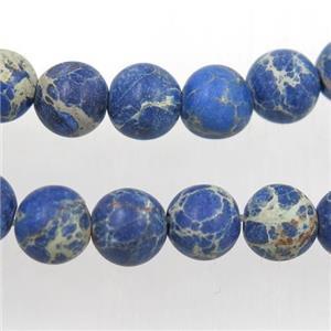 matte round Sea sediment jasper beads, lapis, approx 6mm dia