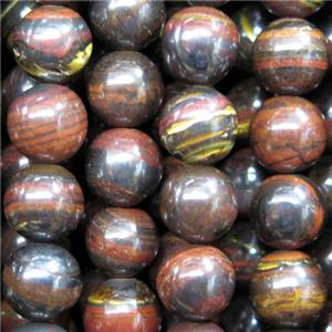 Red Iron Tiger Eye Stone Beads Ferruginous Smooth Round, approx 6mm dia