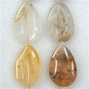 Landscape Quartz beads, faceted teardrop, approx 20-30mm