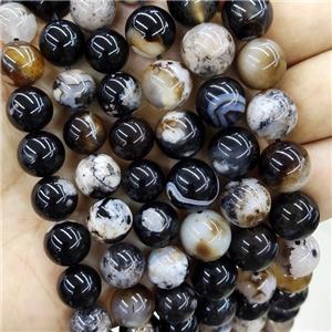 Black Cherry Blossom Agate Beads Sakura Smooth Round, approx 6mm dia