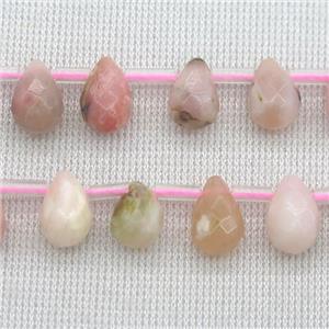 Pink Opal Jasper Beads, faceted teardrop, topdrilled, approx 6x9mm