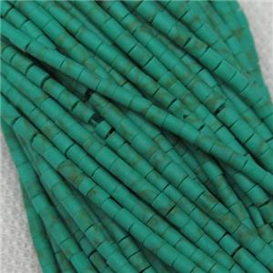 tiny synthetic turquoise tube beads, green, approx 2mm dia