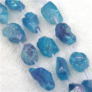 blue Crystal Quartz chip beads, approx 13-18mm