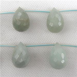 Amazonite Beads, faceted teardrop, topdrilled, approx 16-25mm