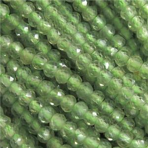 green Peridot Beads, faceted rondelle, approx 3mm