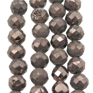 coffee Agate Druzy beads, faceted round, approx 6mm dia