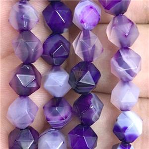 purple striped Agate beads, faceted round, approx 10mm dia