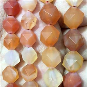 red matte Carnelian Agate beads, faceted round, approx 8mm dia