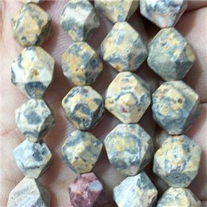 matte LeopardSkin Jasper beads, faceted round, approx 6mm dia