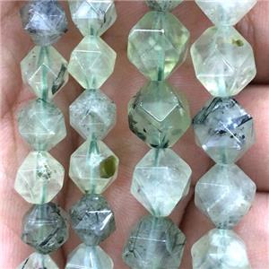 faceted round Green Prehnite beads, approx 8mm dia