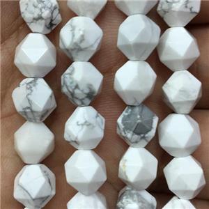 white Howlite Turquoise Beads, faceted round, approx 6mm dia