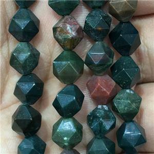 BloodStone Japser beads, faceted round, approx 6mm dia