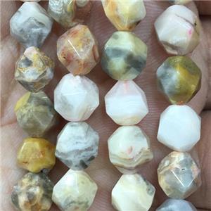 yellow Crazy Agate Beads, faceted round, approx 8mm dia