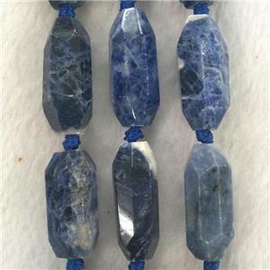 blue Sodalite beads, faceted rice, approx 13-30mm