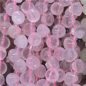 Rose Quartz teardrop beads, top-drilled, approx 7mm