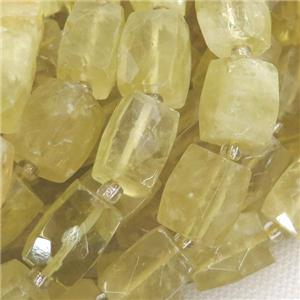 Lemon Quartz Beads, faceted Cuboid, approx 12-16mm