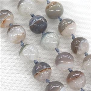 gray Agate druzy beads, round, approx 20mm dia