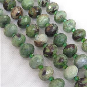 green Opal Jasper beads, faceted rondelle, approx 13-18mm