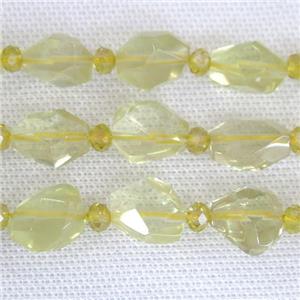 Lemon Quartz Beads, freeform, approx 13-20mm