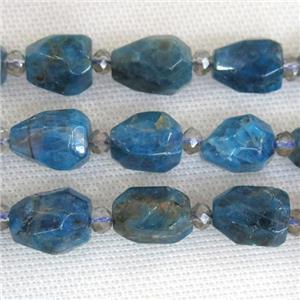 blue Apatite beads, freeform, approx 13-20mm