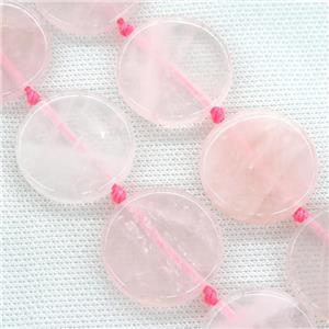 Rose Quartz circle beads, approx 35mm dia