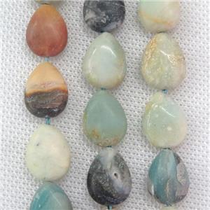 Chinese Amazonite teardrop beads, matte, approx 12x16mm