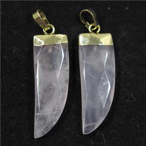 Rose Quartz horn pendant, gold plated, approx 10-30mm