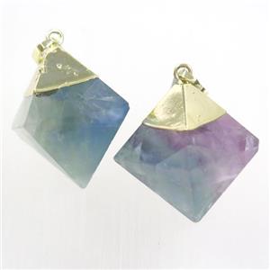 fluorite diamond pendant, gold plated, approx 20-30mm