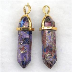 purple Imperial Jasper bullet pendant, approx 8-30mm