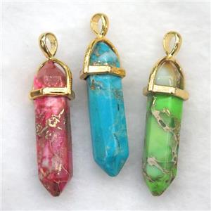 Imperial Jasper bullet pendant, mix color, approx 8-30mm