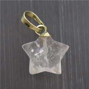 Clear Quartz star pendant, gold palted, approx 12mm dia