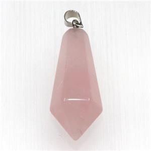 rose quartz pendants, faceted teardrop, approx 14-30mm