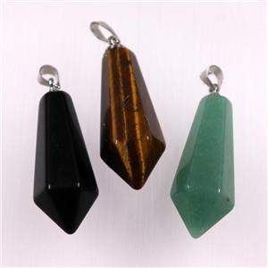 mixed gemstone pendants, faceted teardrop, approx 14-30mm